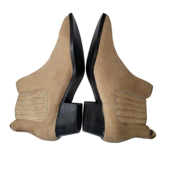 MODERN VICE Beige Calf Hair Ankle Boots With Low Block Heel Women's Sz 38.5 - Picture 3 of 9